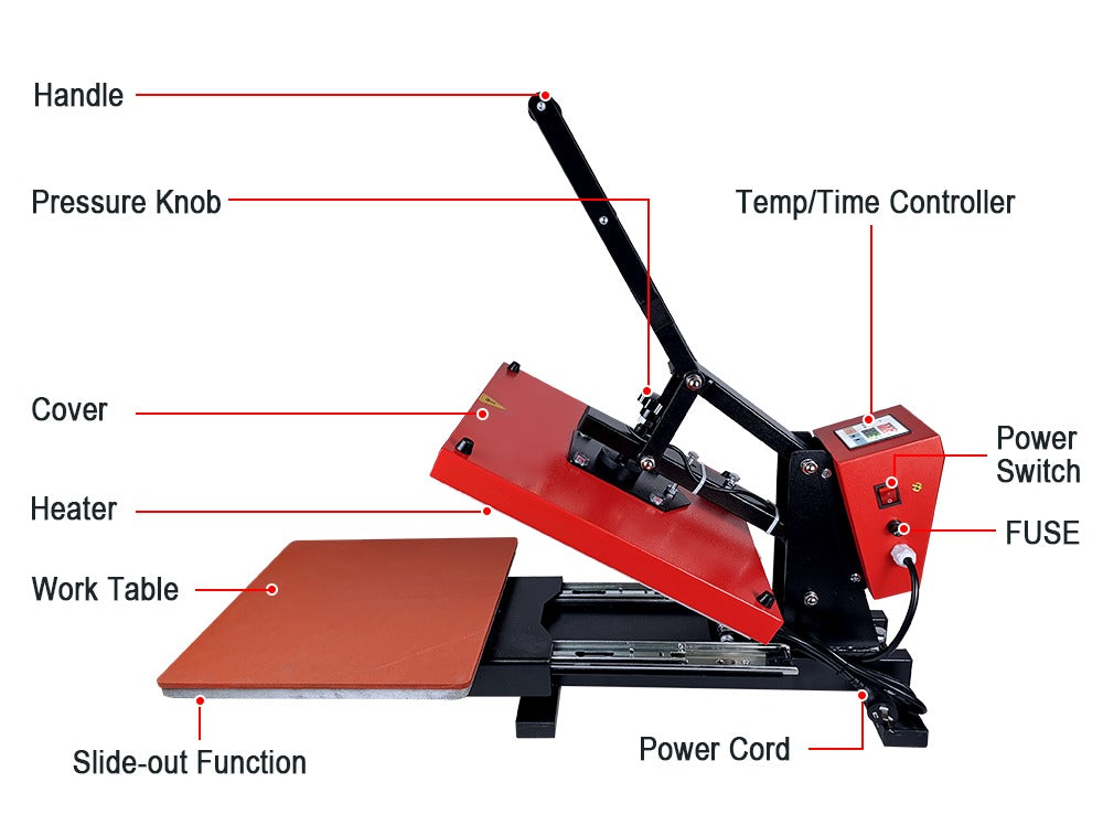 Prensa térmica plana 40*60 bandeja deslizable