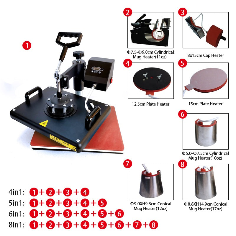 Máquina de estampado térmica multi funcional 8 en 1