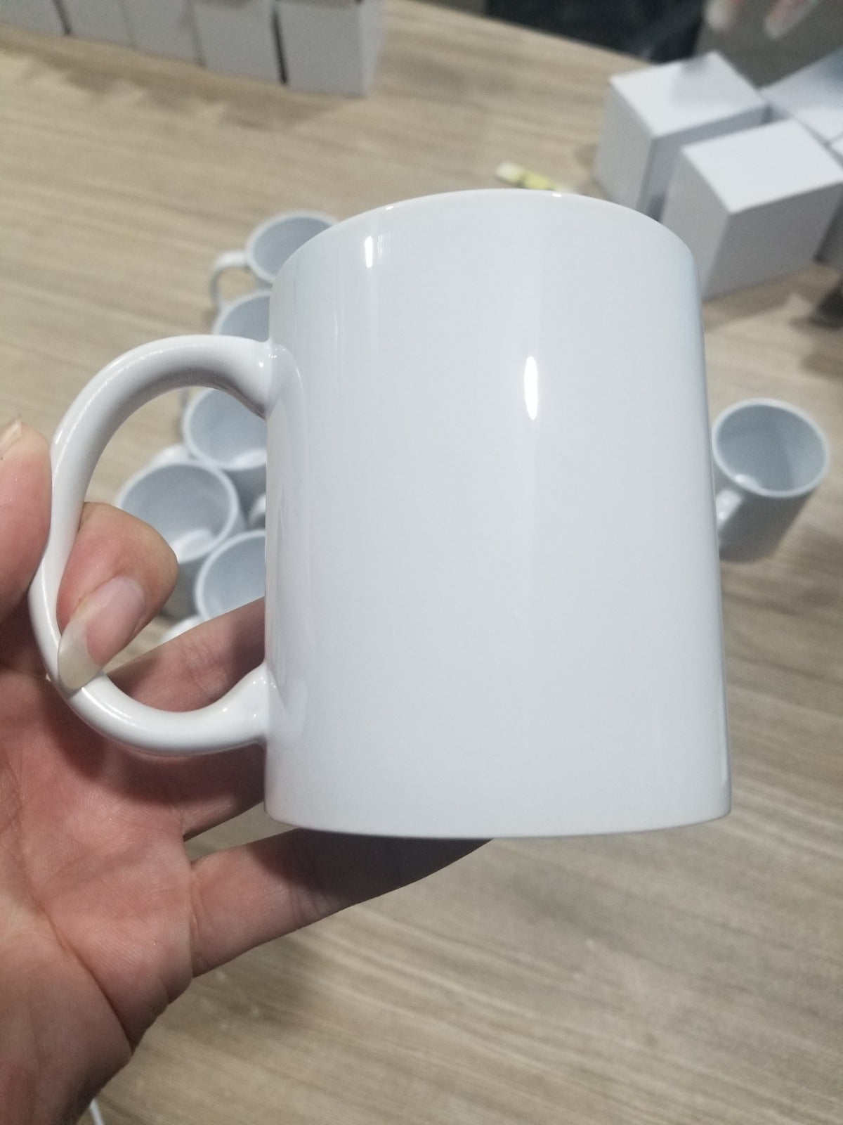 Taza recubierta blanca de 15 oz.